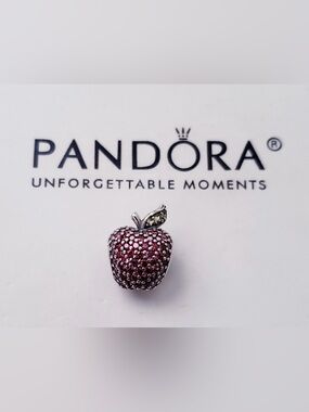 Pandora Red Pavé Apple Fancy Red CZ with Green CZ Leaf CHARM
